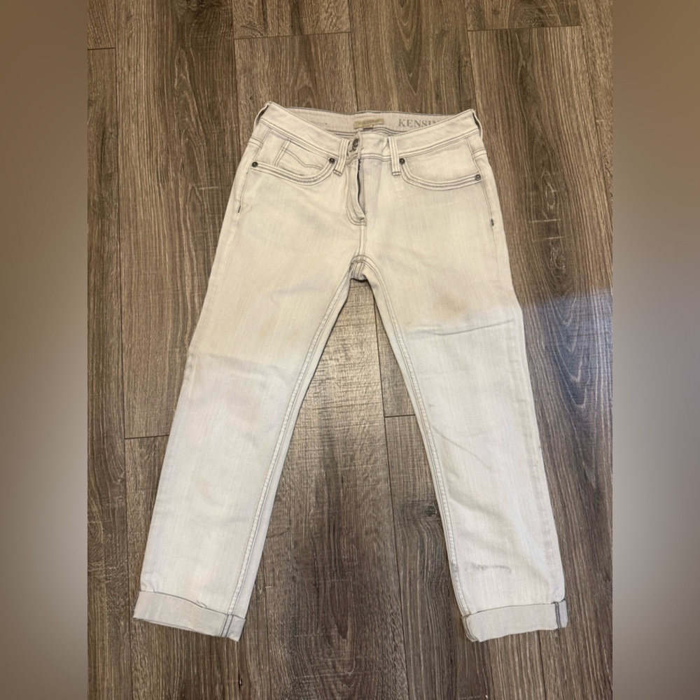 Burberry Brit Women’s Kensington Skinny Jeans Cropped Light Gray Size 26